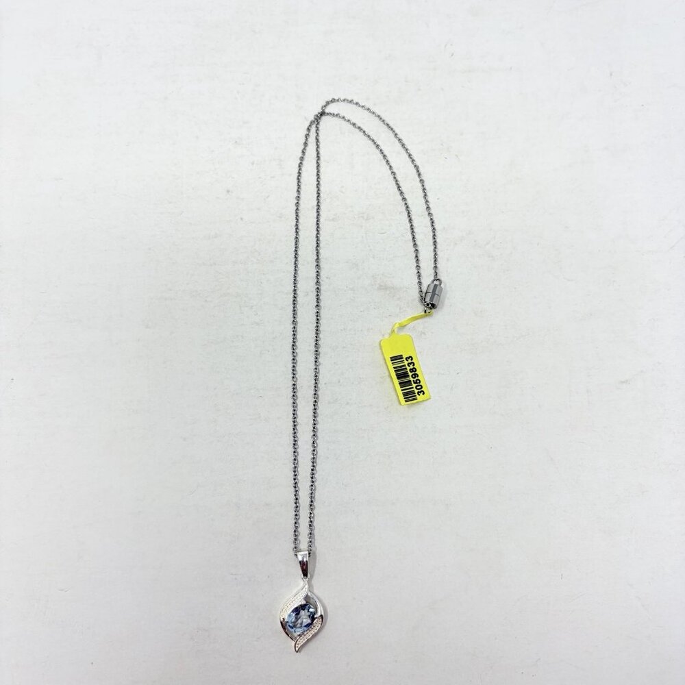Shop‎ LC Sky Blue Topaz Sterling Silver Pendant With Stainless Steel Chain 5481